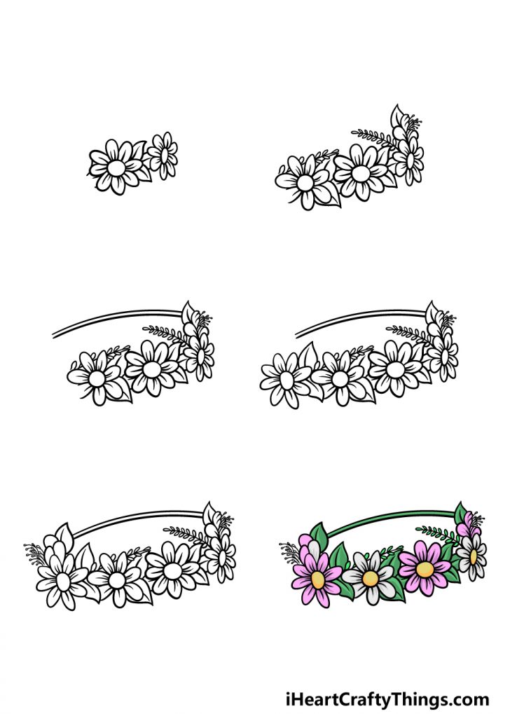 Flower Crown Drawing How To Draw A Flower Crown Step By Step