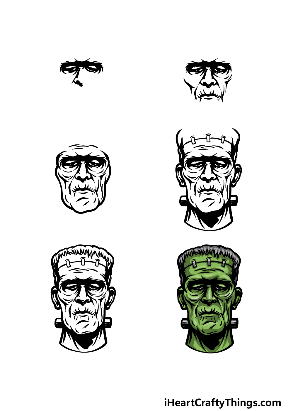 frankenstein face drawing for kids