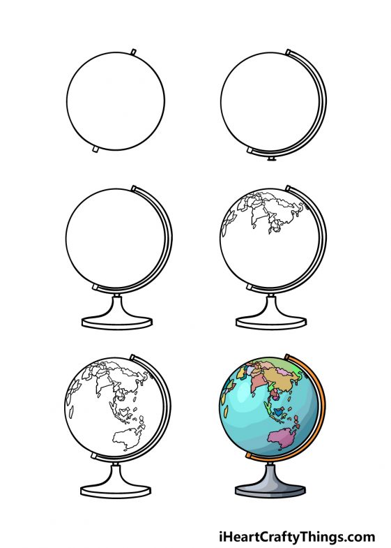 Globe Drawing How To Draw A Globe Step By Step