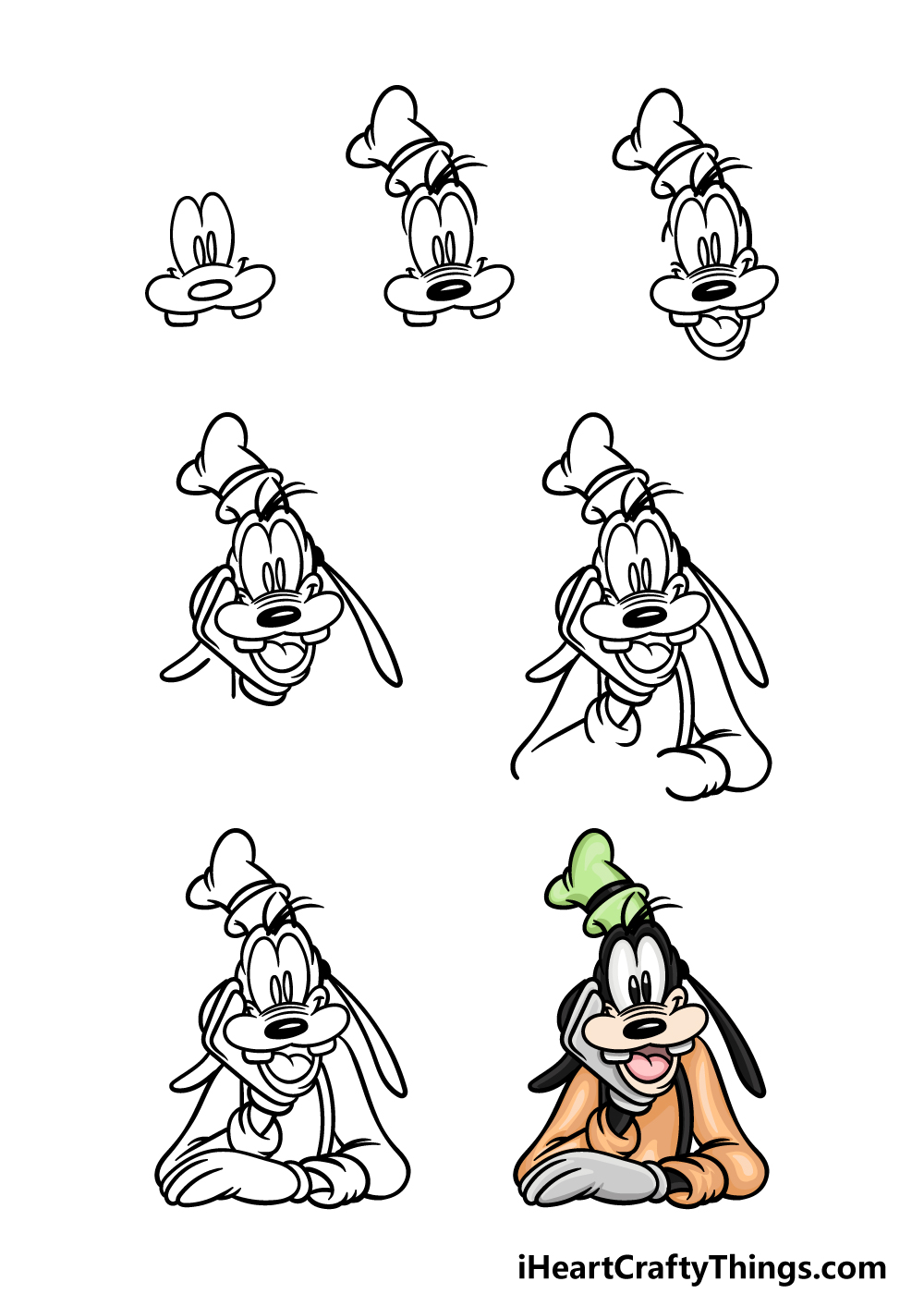 how to draw Goofy in 7 steps