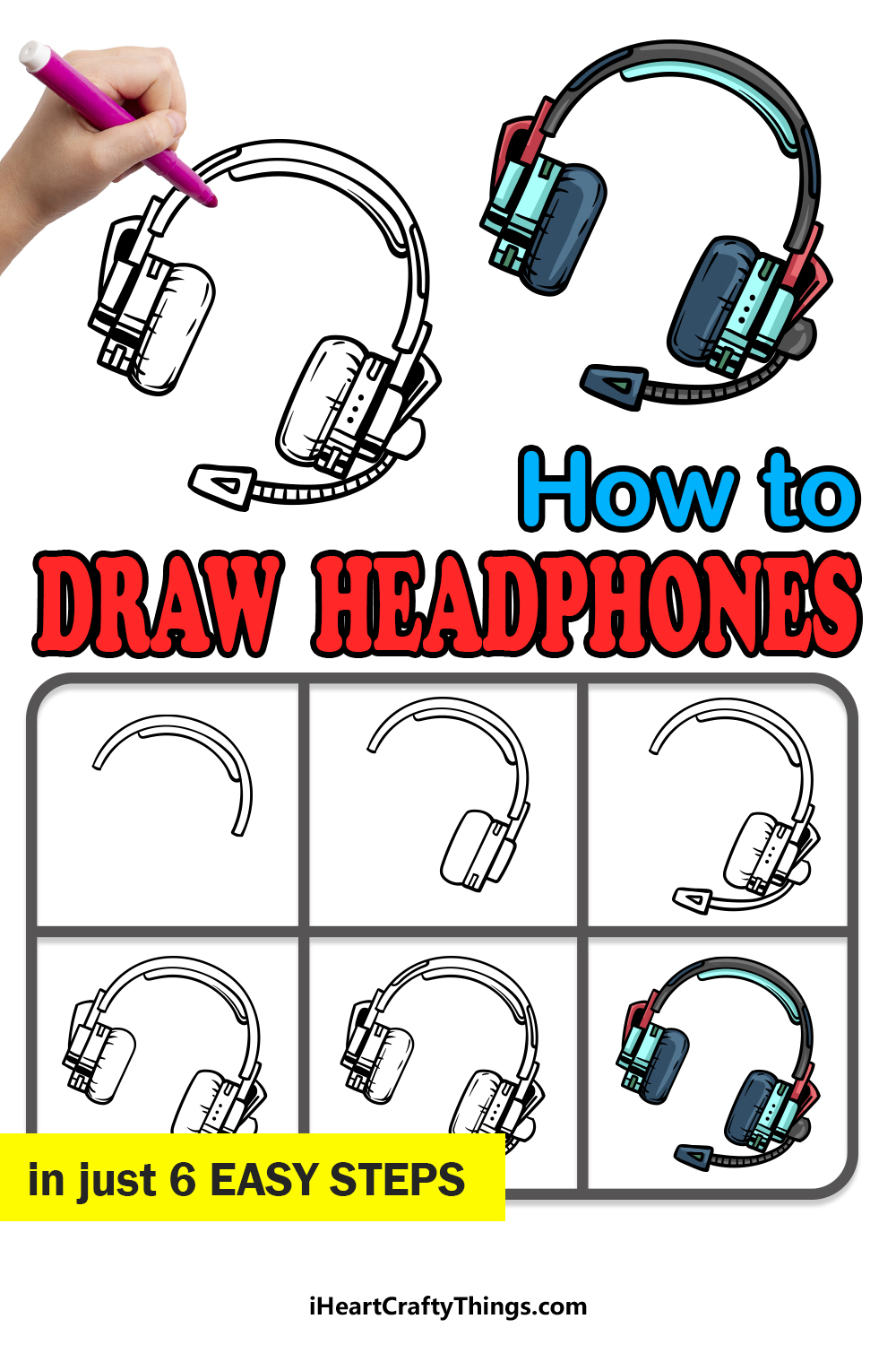 how to draw headphones easy