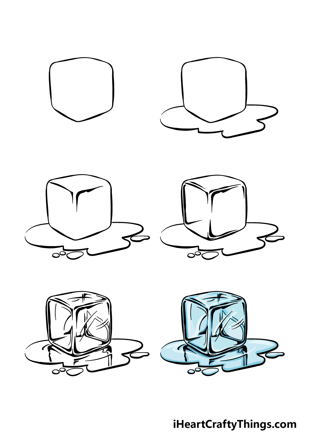 how to draw an ice cube in 6 steps