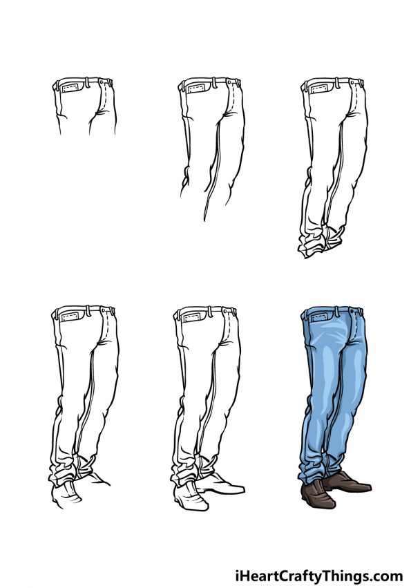 Jeans Drawing - How To Draw Jeans Step By Step