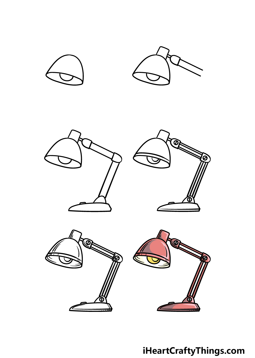 how to draw a lamp in 6 steps