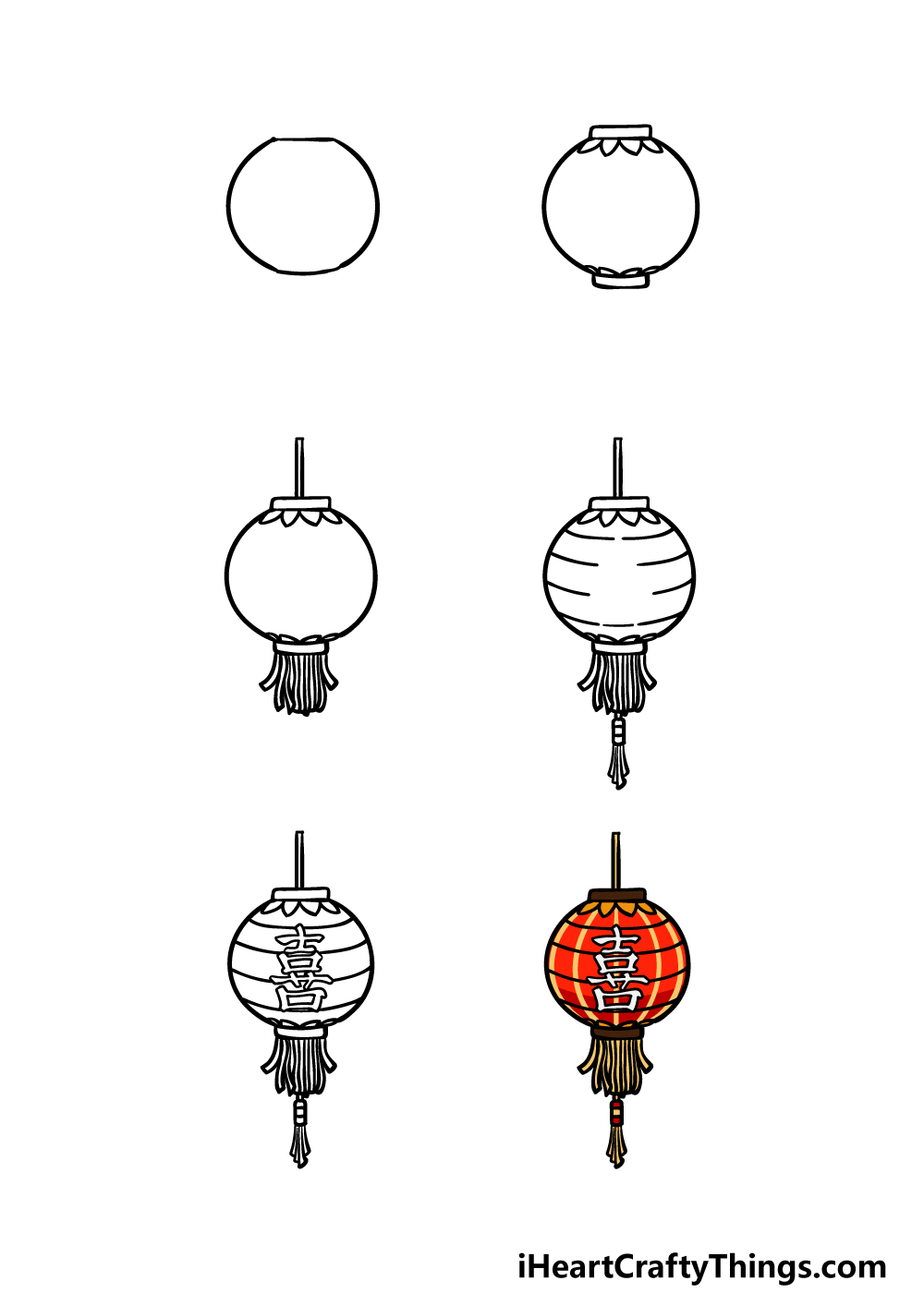 how to draw a lantern in 6 steps