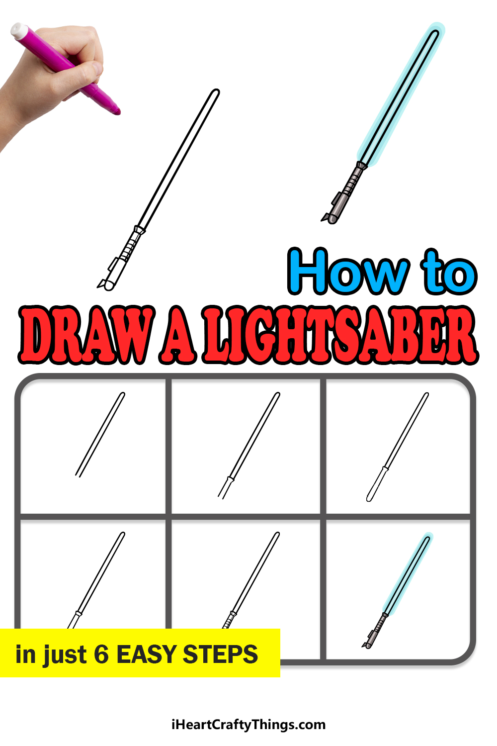 how to draw a lightsaber in 6 easy steps