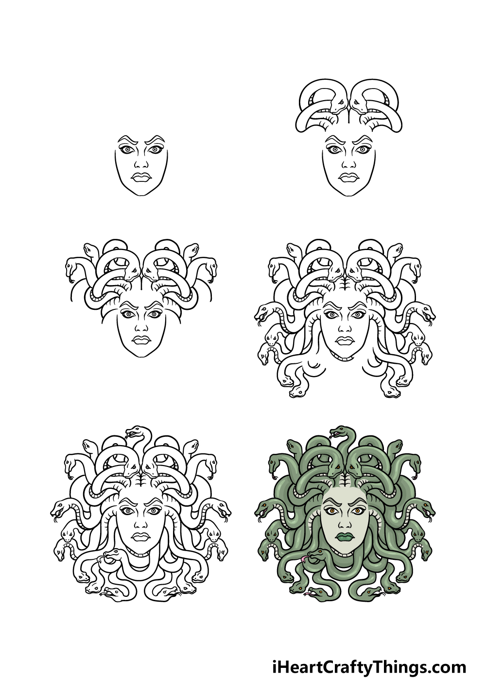 medusa face drawing