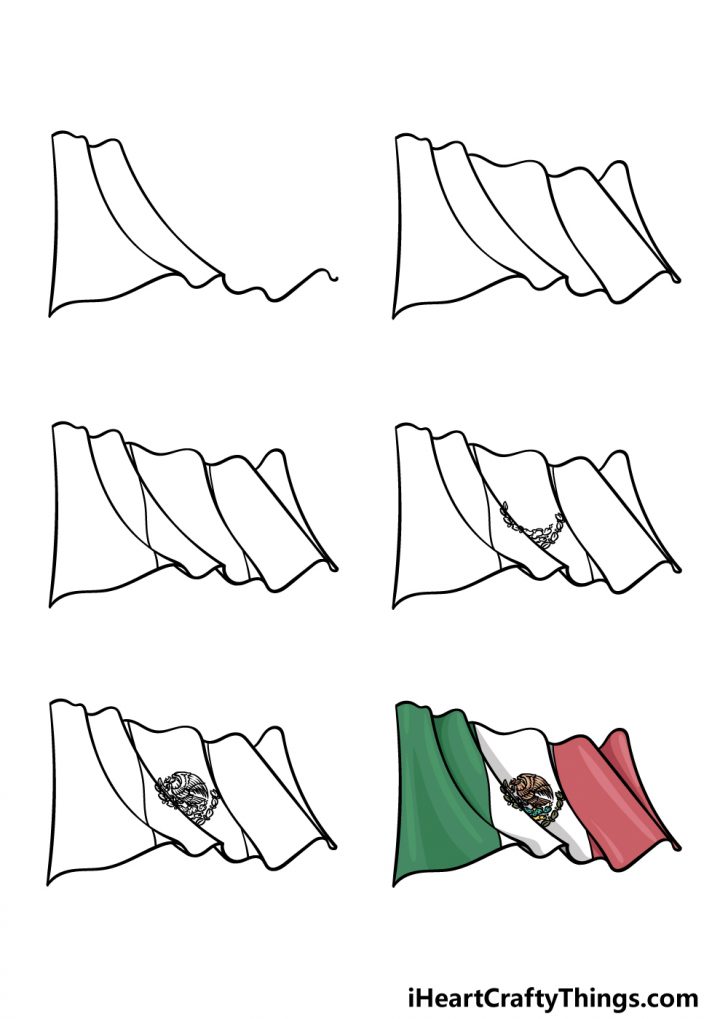 Mexican Flag Drawing How To Draw The Mexican Flag Step By Step
