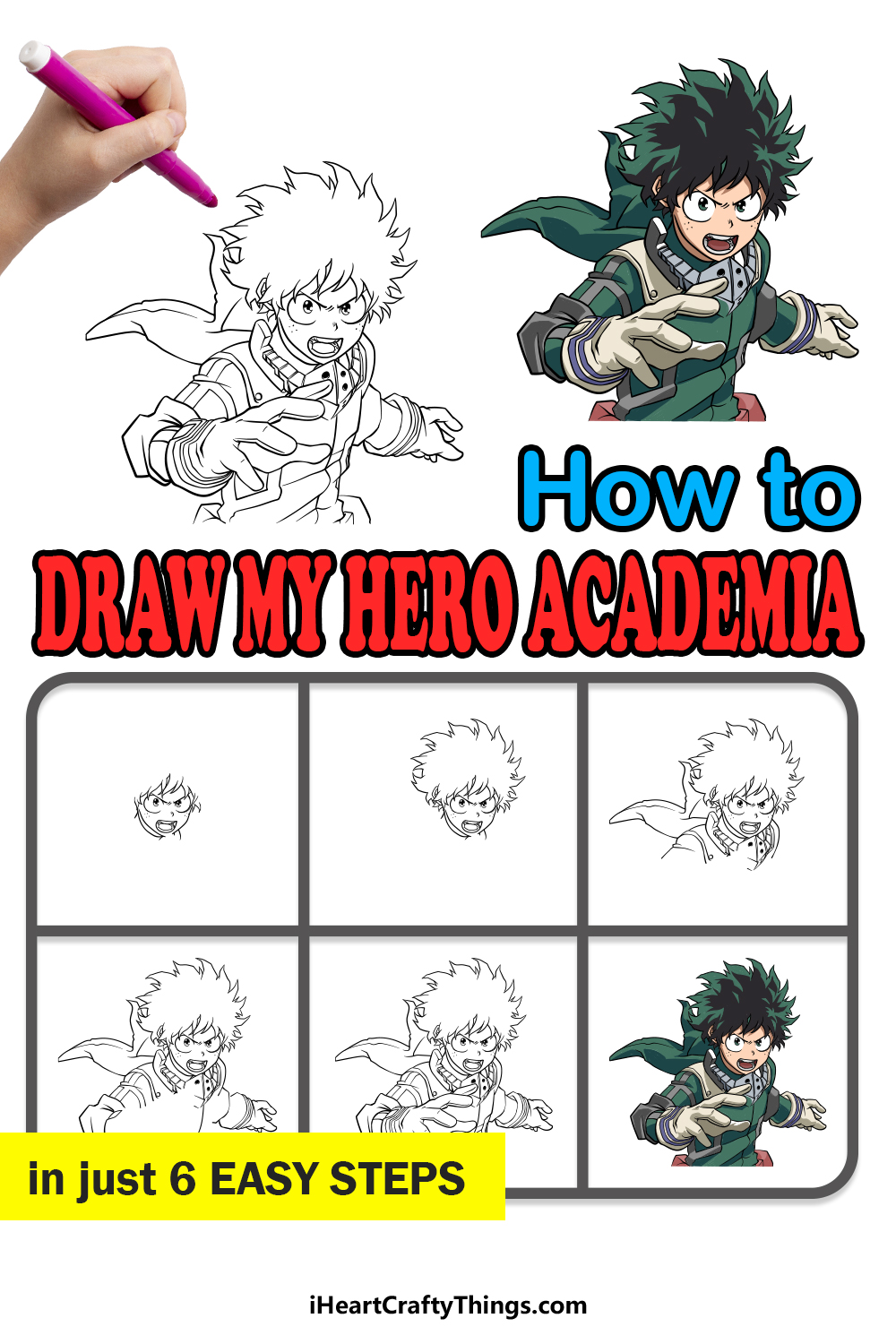 how to draw my hero academia in 6 easy steps