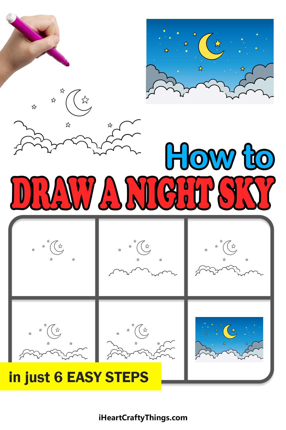 how to draw a night sky in 6 easy steps