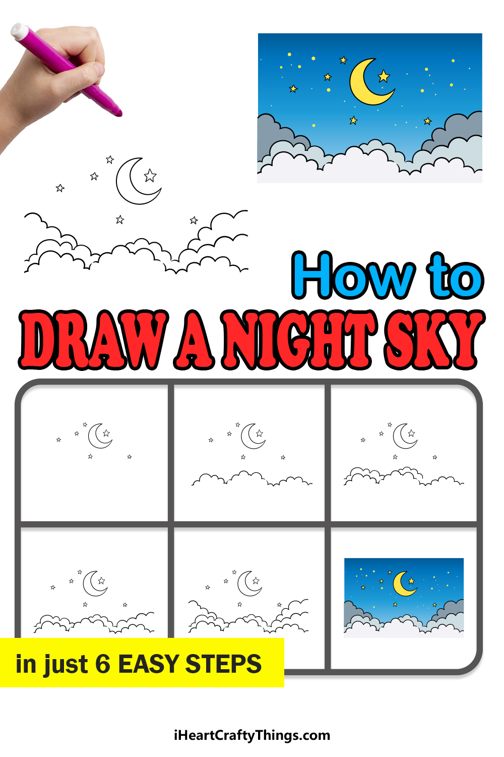 Starry Night Sky Drawing for Kids | Easy & Magical Celestial Art Tutorial!