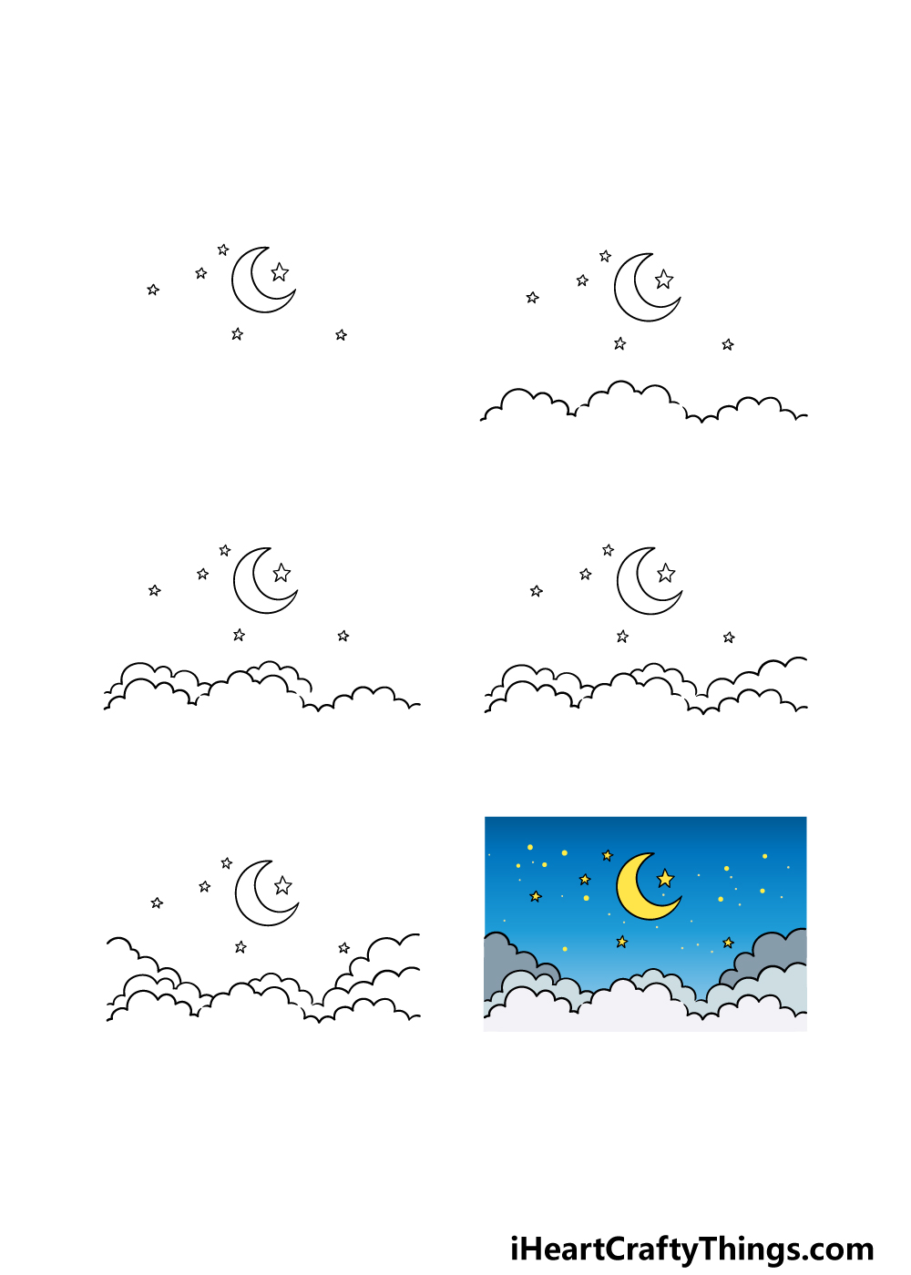 how to draw a night sky in 6 steps