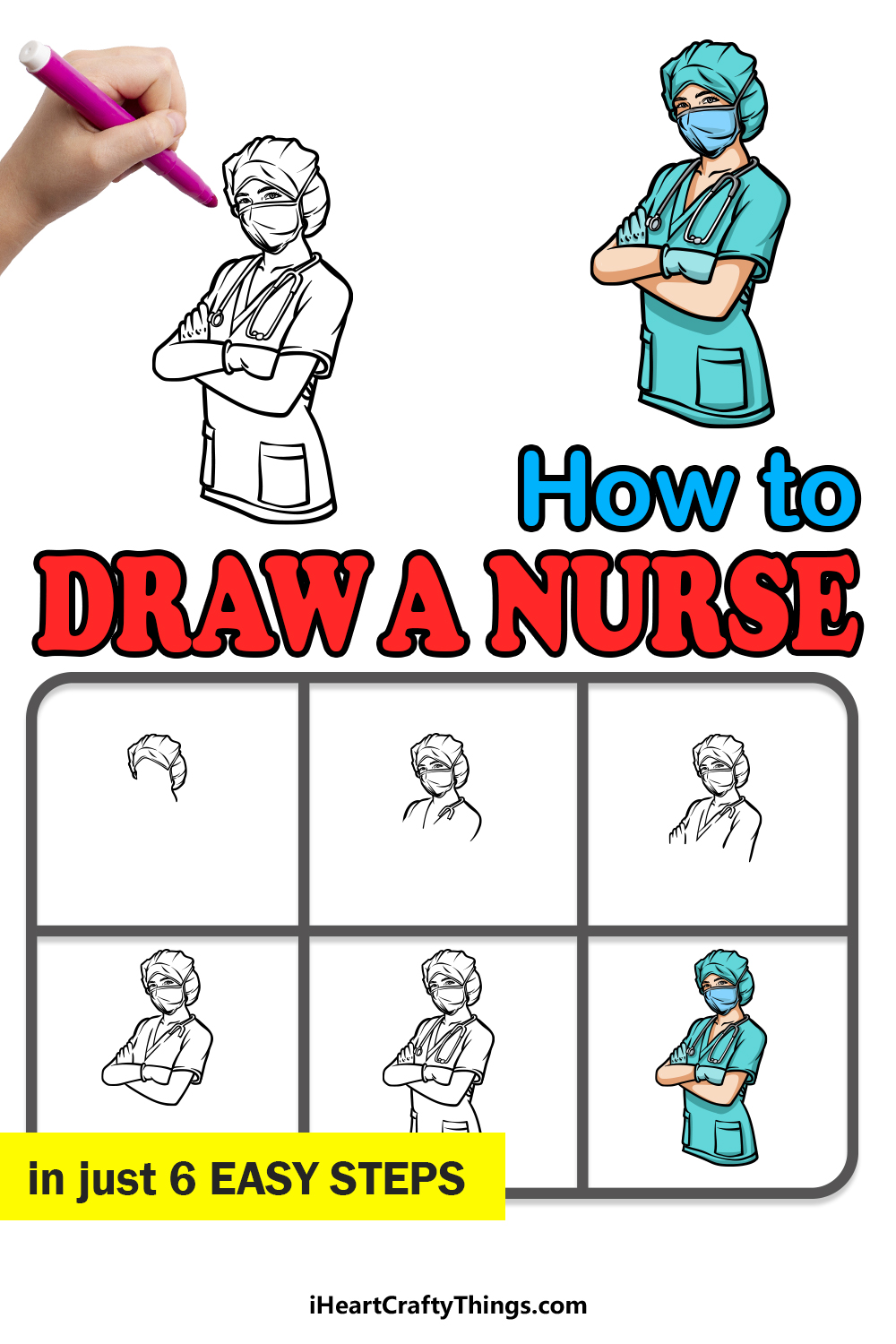 how to draw a nurse in 6 easy steps