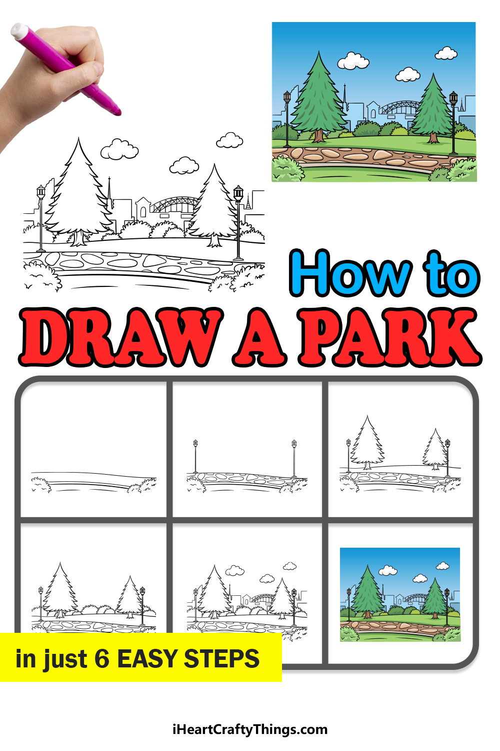 how to draw a park in 6 easy steps