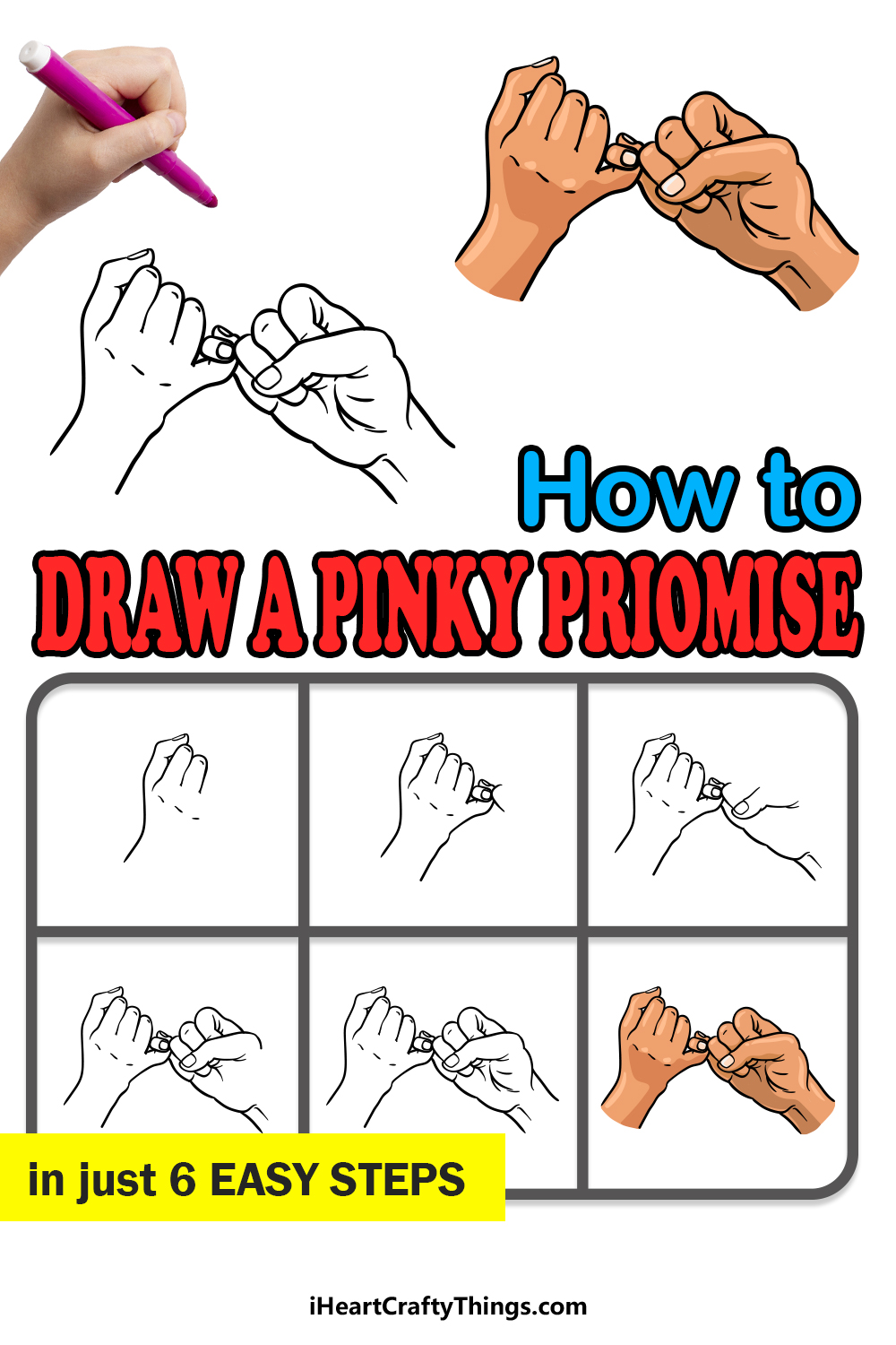how to draw a Pinky Promise in 6 easy steps
