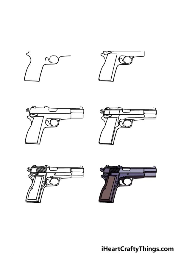 Pistol Drawing - How To Draw A Pistol Step By Step