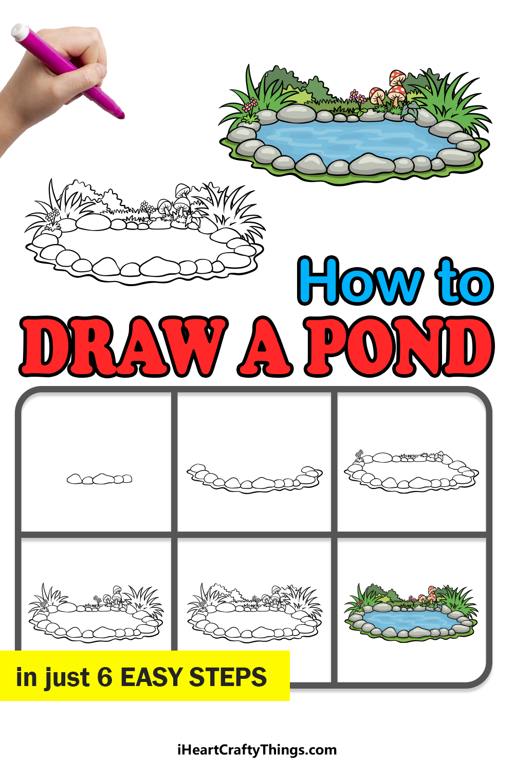 how to draw a pond in 6 easy steps