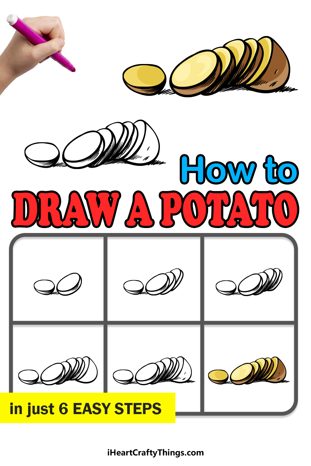 how to draw a potato in 6 easy steps