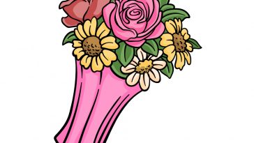 how to draw a flower bouquet image