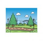 how to draw a park image