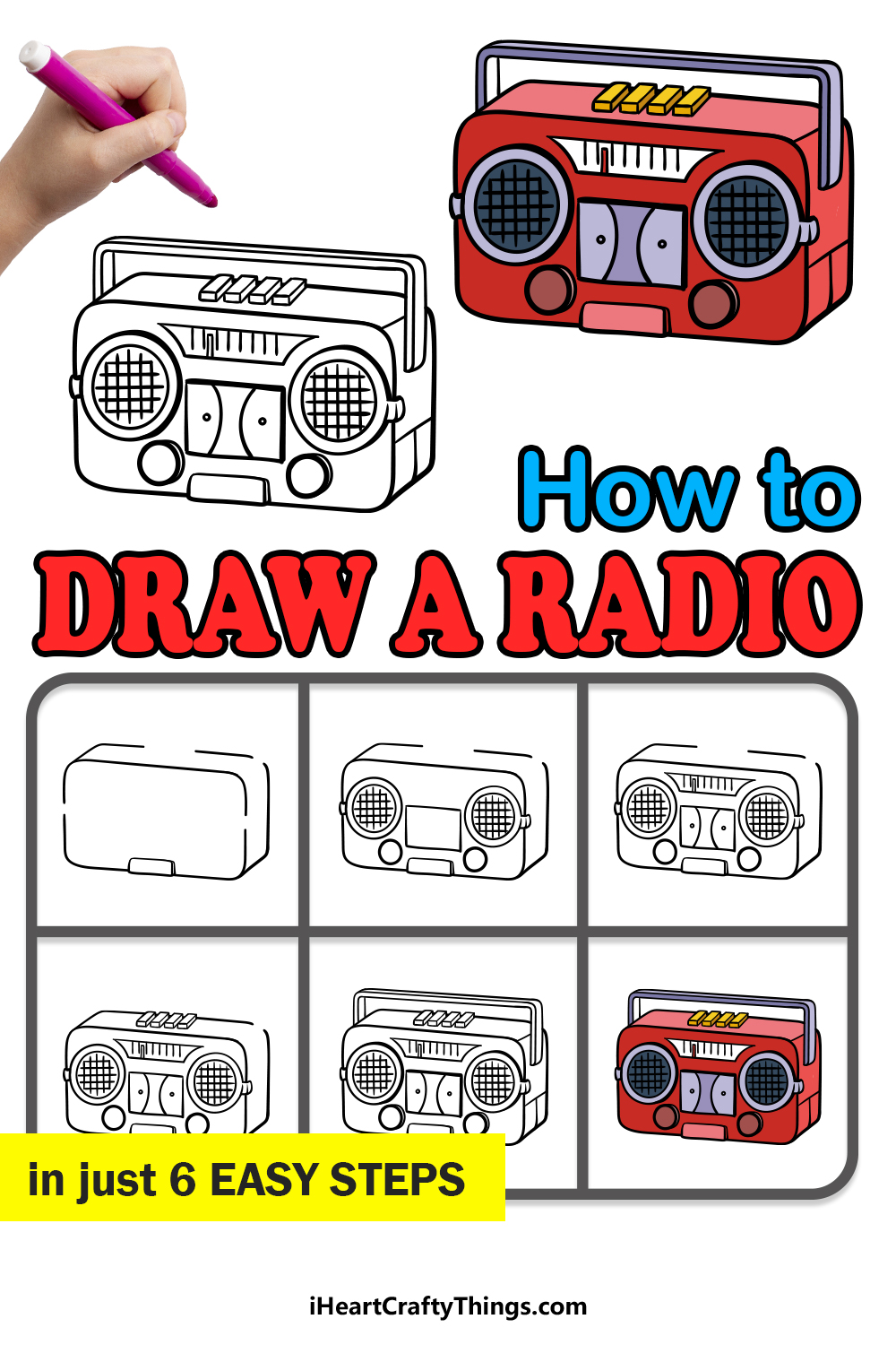 how to draw a radio in 6 easy steps