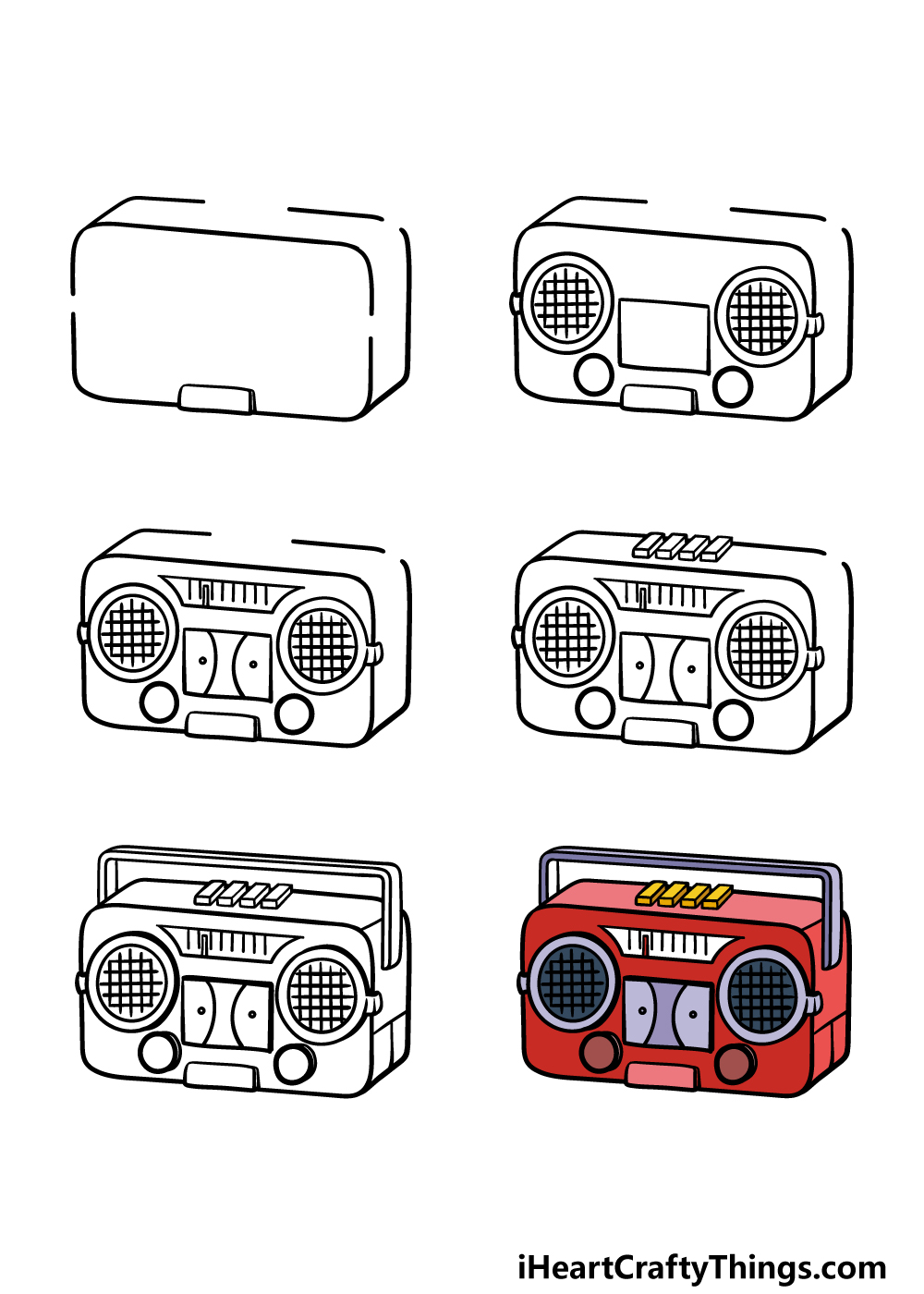 how to draw a radio in 6 steps