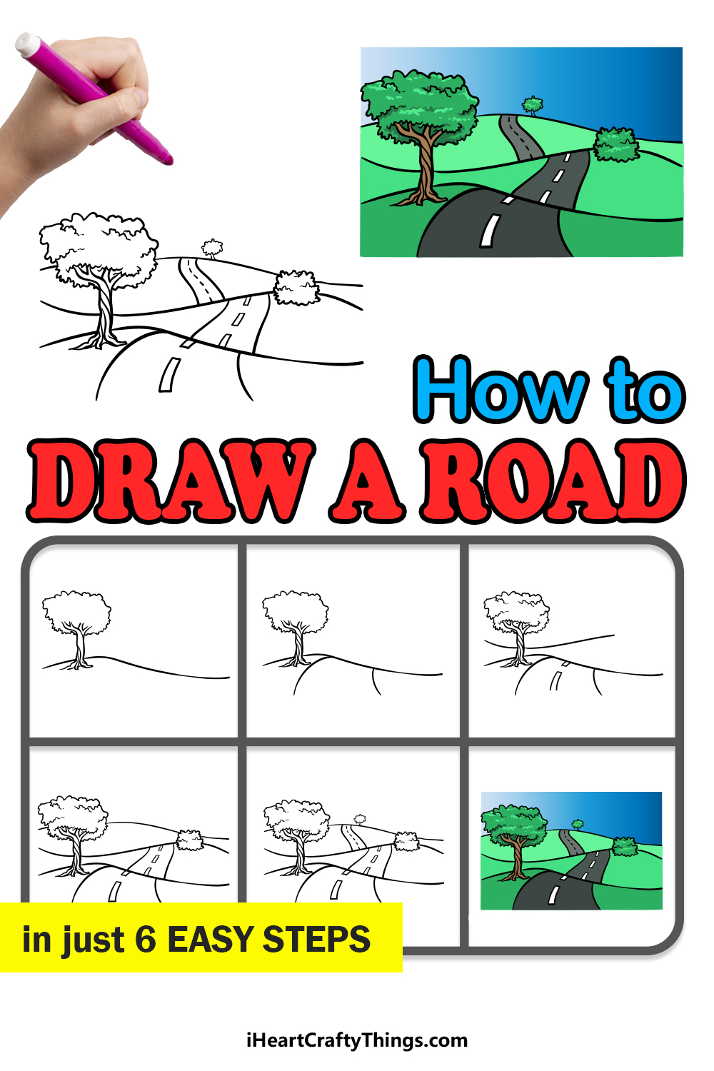 how to draw a road in 6 easy steps