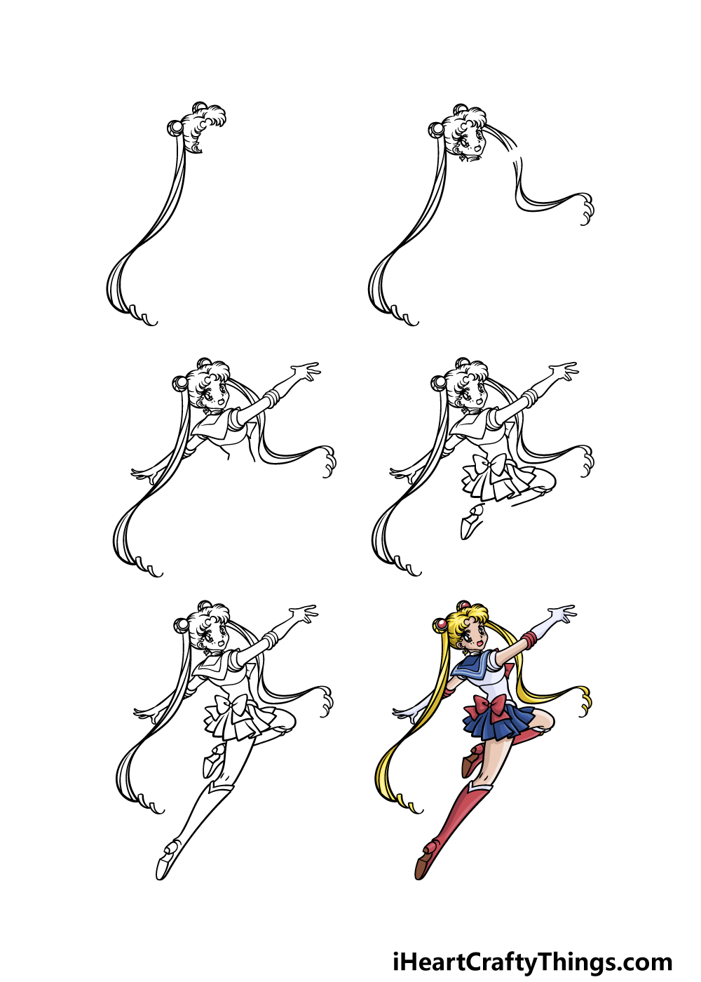 How To Draw Sailor Moon in 6 steps