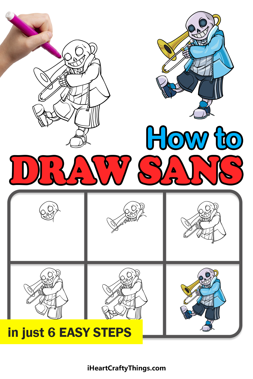 How to Draw Ink Sans Step by Step