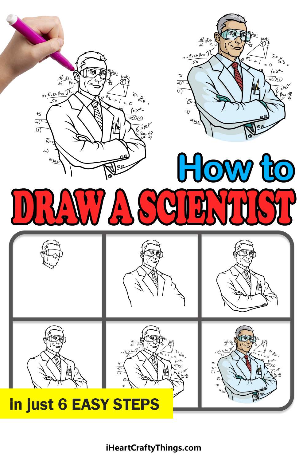 how to draw a scientist in 6 easy steps