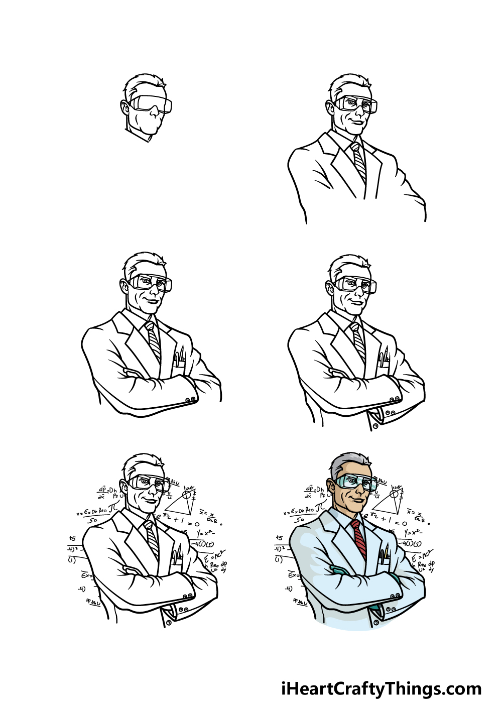 how to draw a realistic scientist clipart