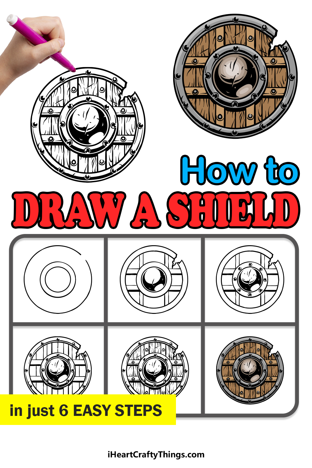 how to draw a shield in 6 easy steps