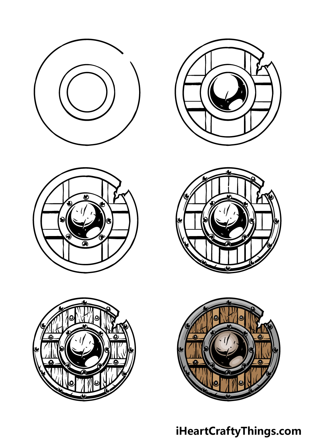 how to draw a shield in 6 steps