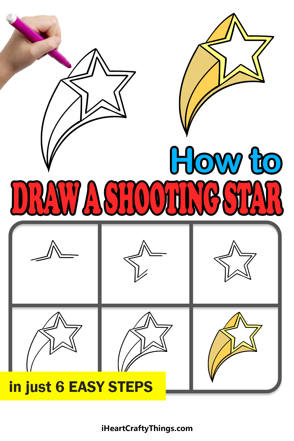 how to draw a Shooting Star in 6 easy steps