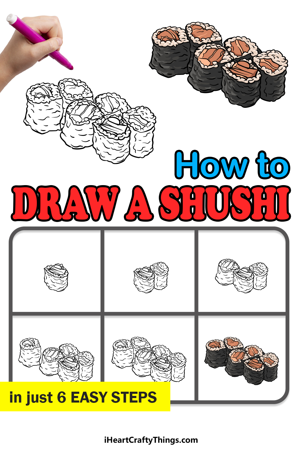 how to draw sushi in 6 easy steps