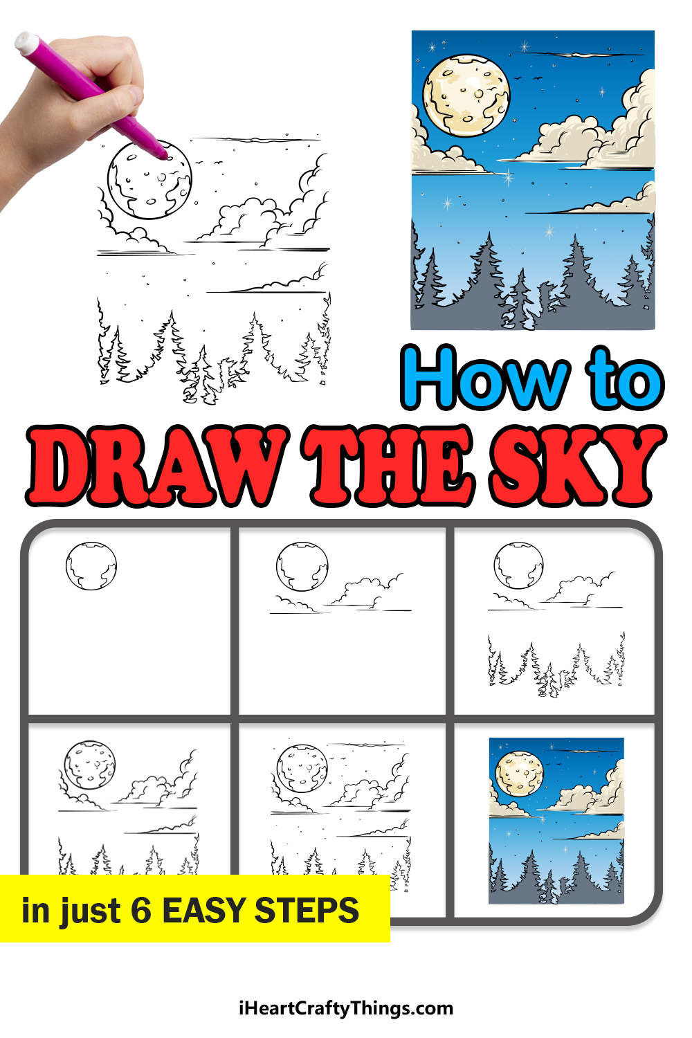 how to draw the sky in 6 easy steps