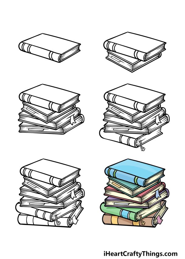 stack of books to draw