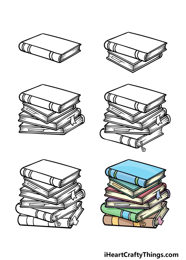 Stack Of Books Drawing How To Draw A Stack Of Books Step By Step