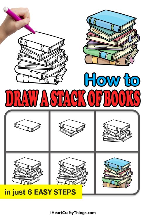 Stack Of Books Drawing - How To Draw A Stack Of Books Step By Step