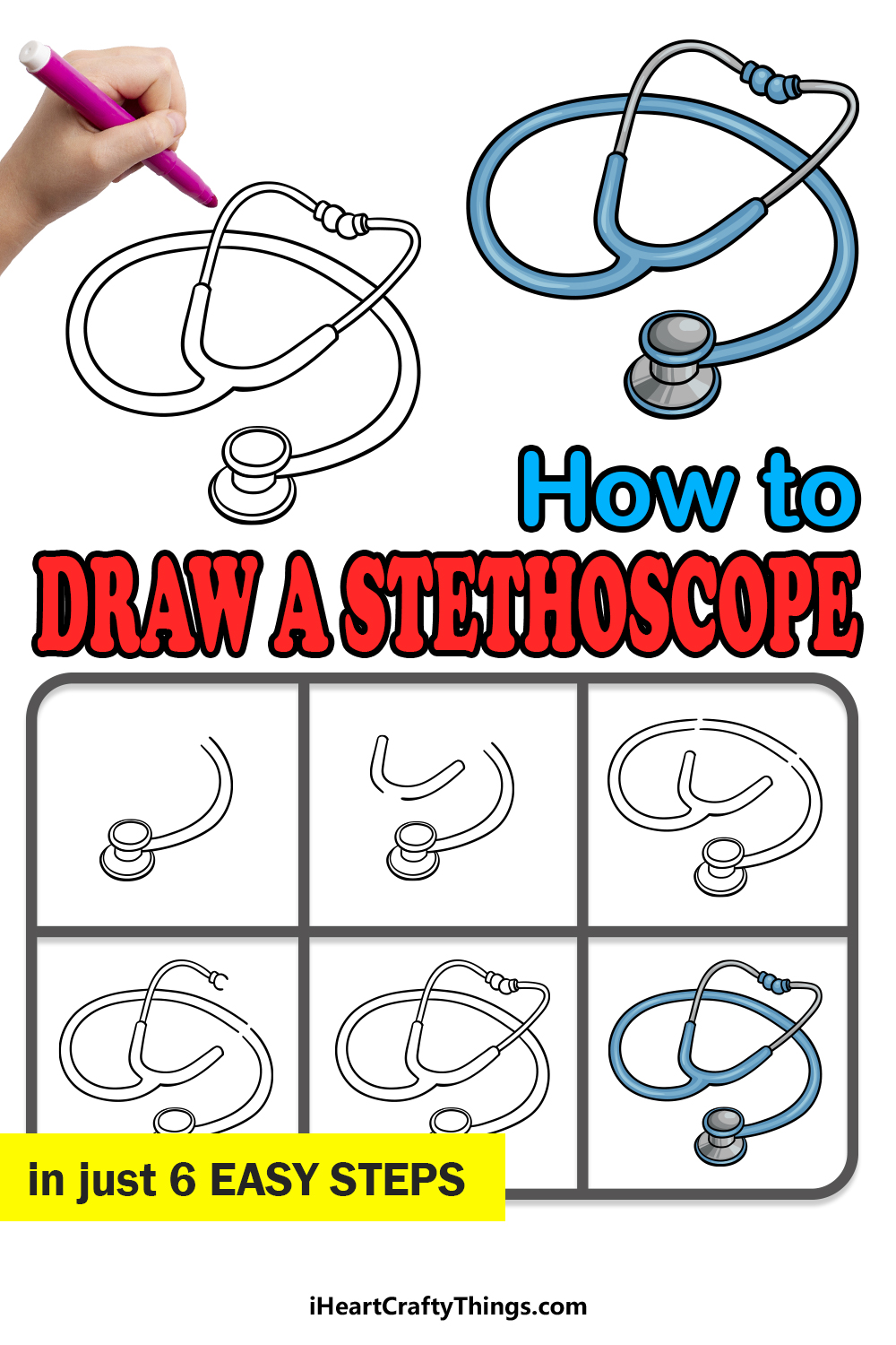 how to draw a stethoscope in 6 easy steps