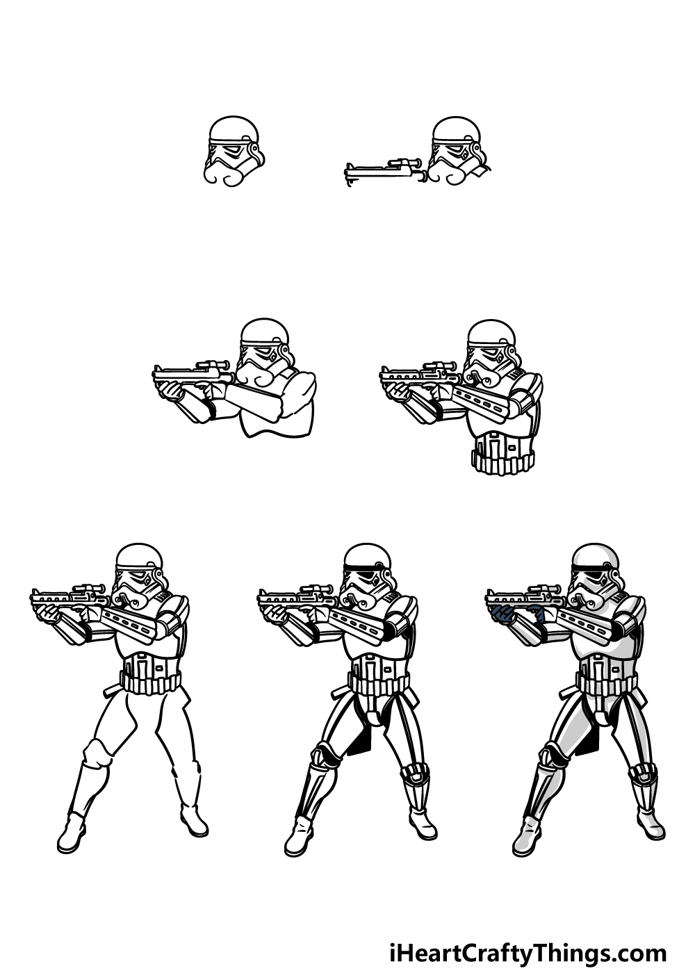 how to draw a Stormtrooper in 7 steps