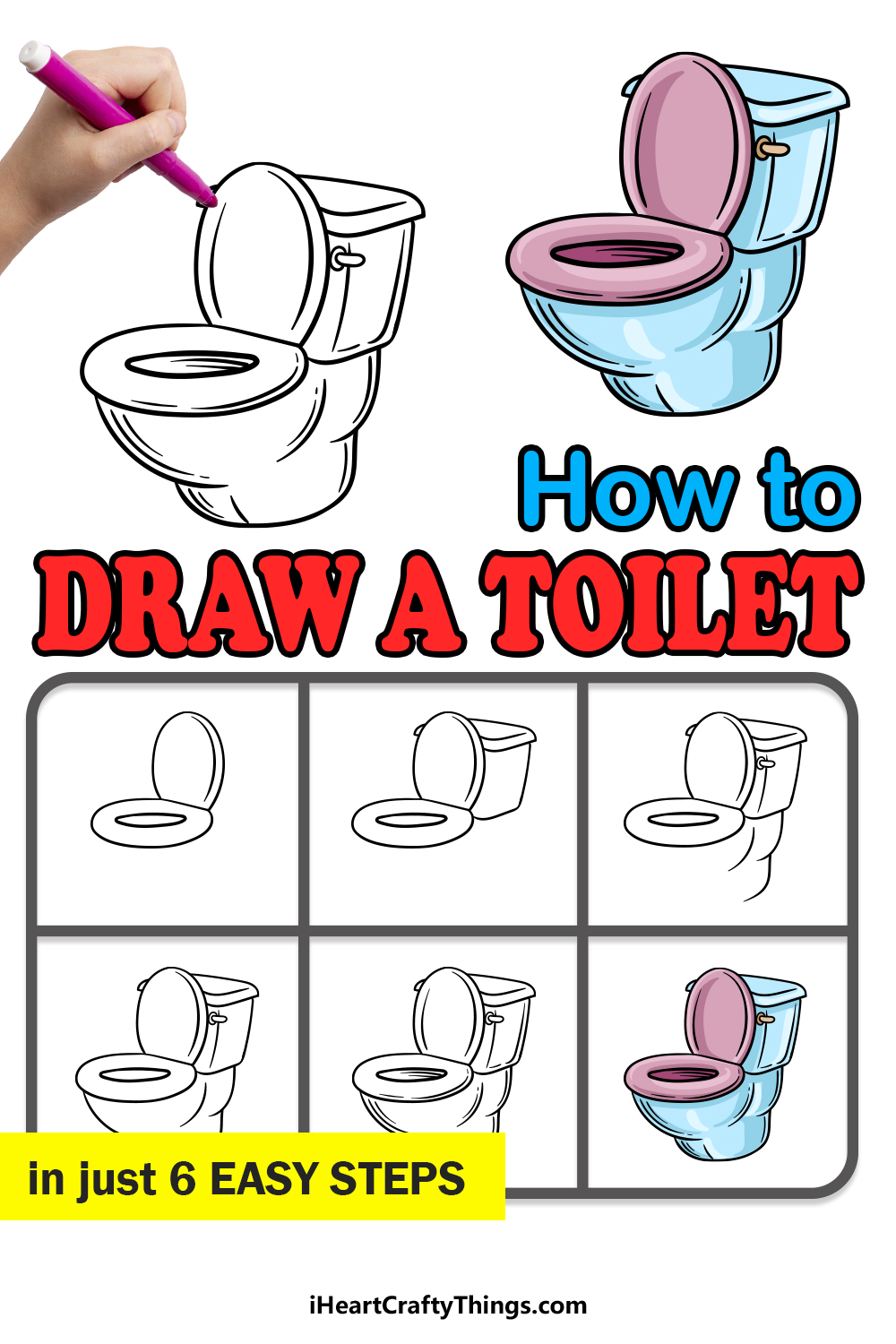 how to draw a toilet in 6 easy steps