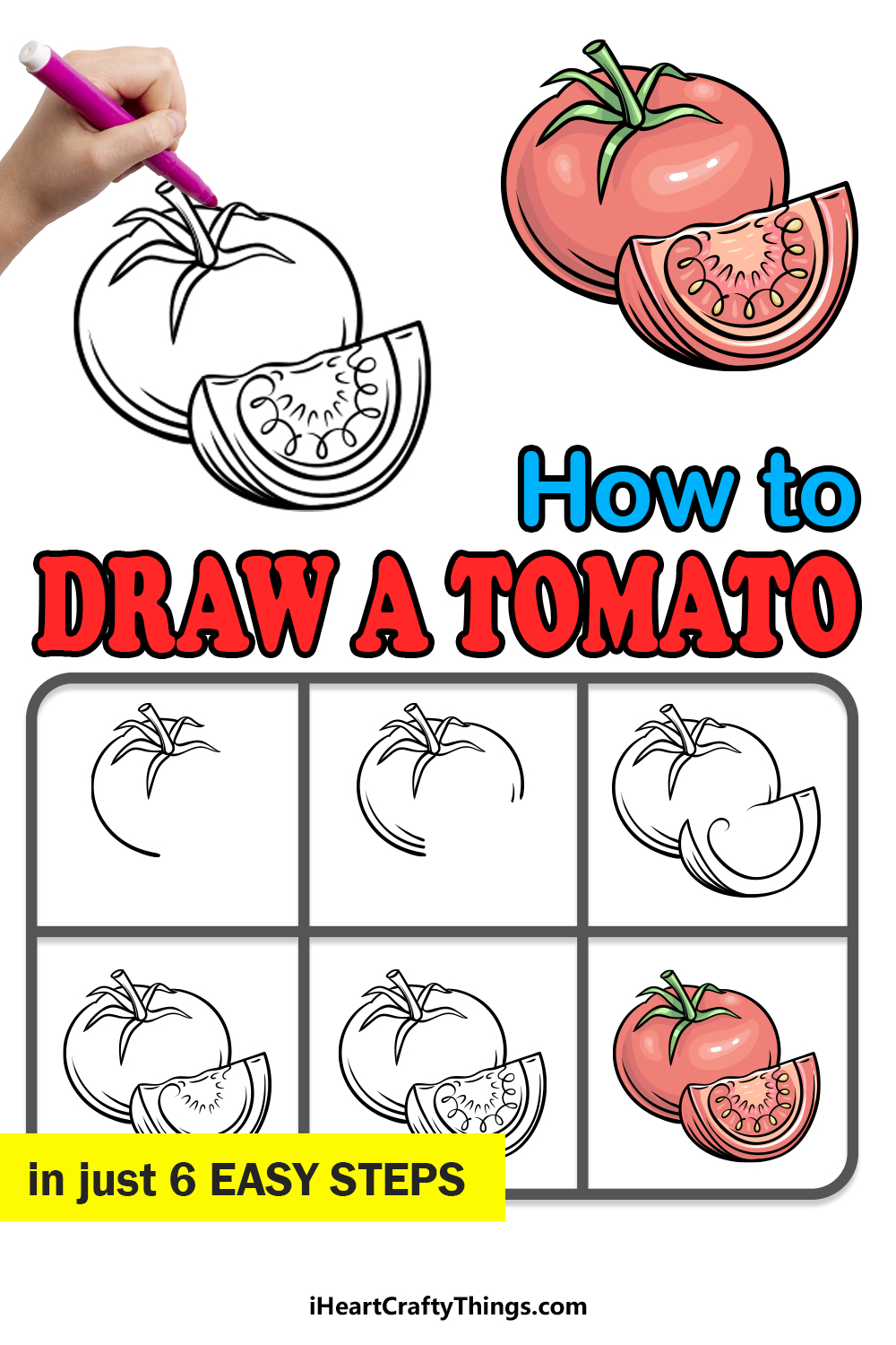 how to draw a tomato in 6 easy steps