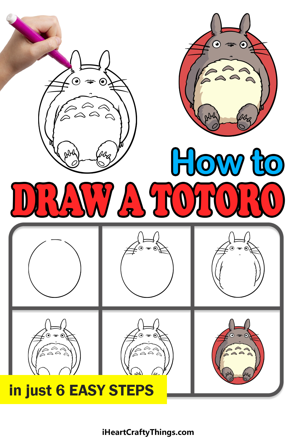 Totoro Drawing How To Draw Totoro Step By Step