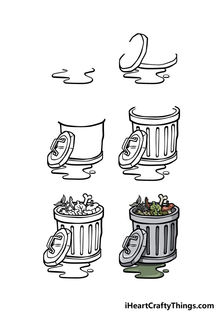 Trash Can Drawing How To Draw A Trash Can Step By Step