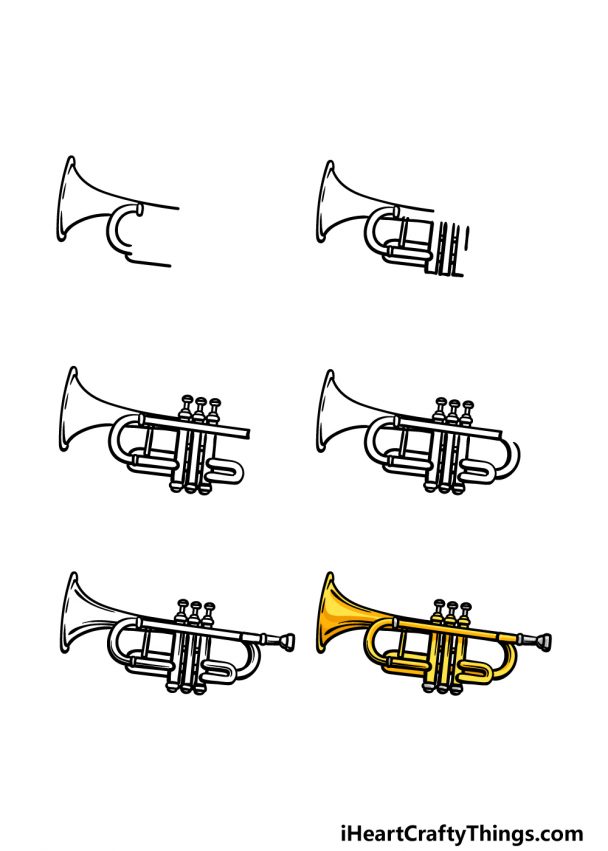 Trumpet Drawing - How To Draw A Trumpet Step By Step