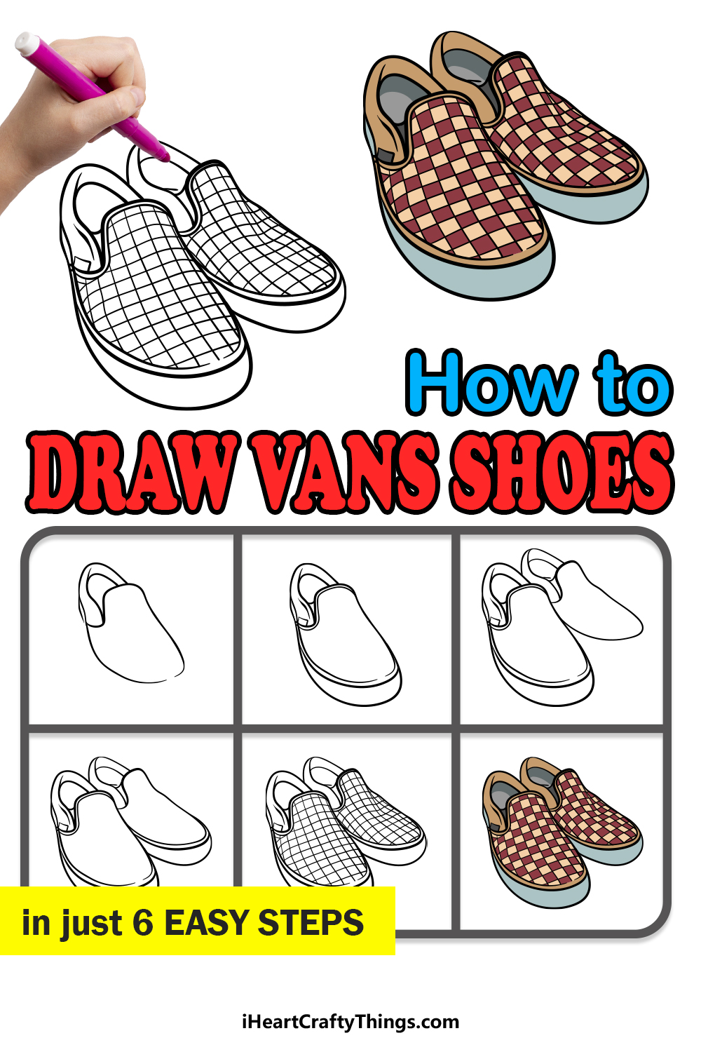 how to draw vans shoes in 6 easy steps