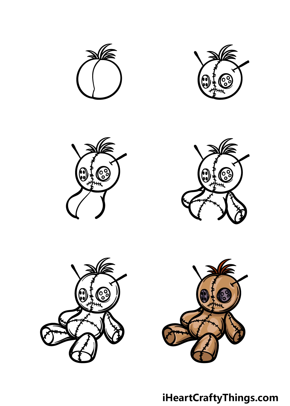 how to draw a voodoo doll in 6 steps