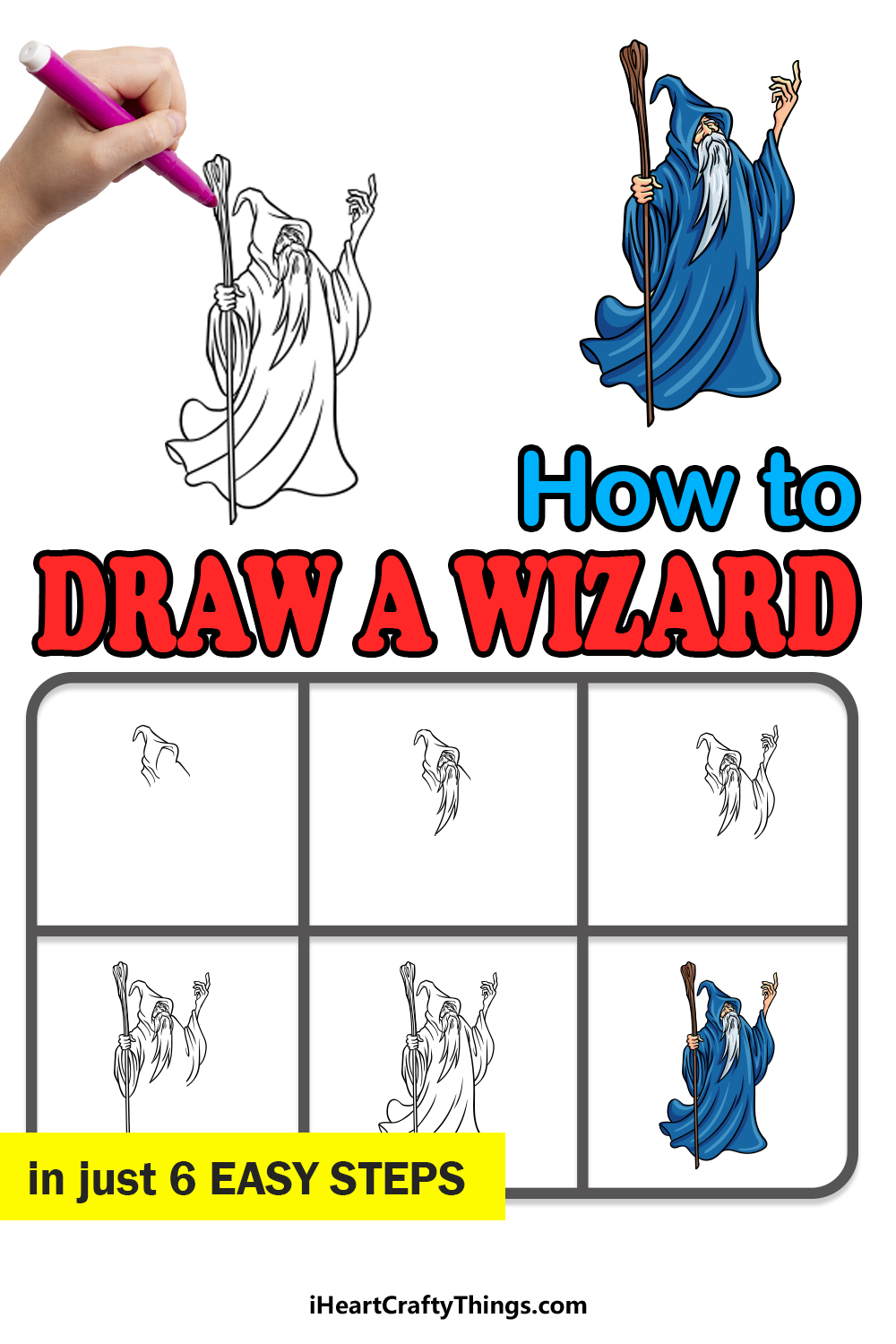 how to draw a wizard in 6 easy steps