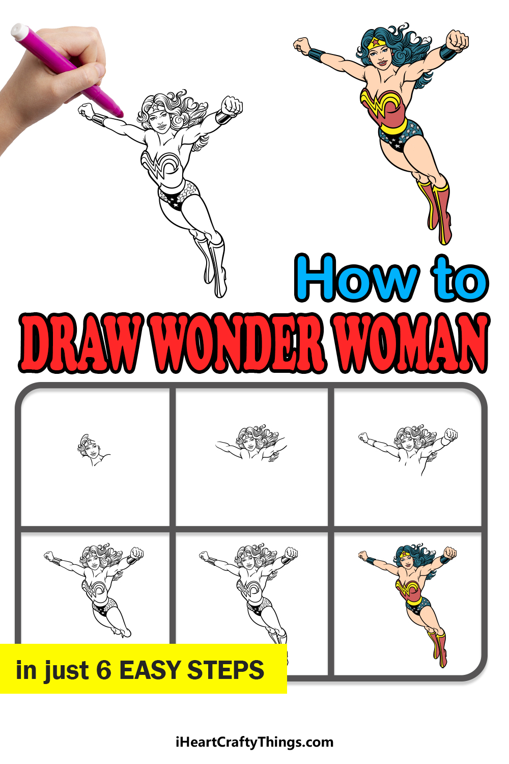 how to draw Wonder Woman in 6 easy steps